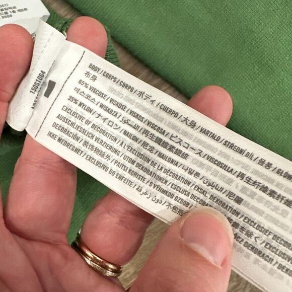 Abercrombie + Fitch Womens Size XS Green Sweater Corset Style Cropped Stretch - Picture 4 of 5